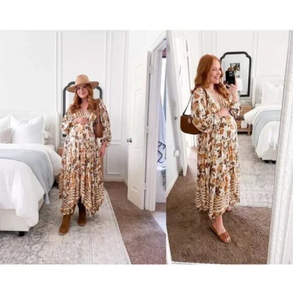 FREE PEOPLE Rows Of Roses Maxi Dress in Ivory Combo Size X-Small - Picture 13 of 15